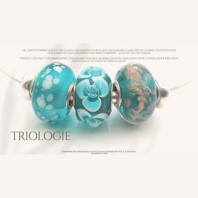 Murano-Glasperlen Triologie in Türkis