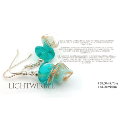 Murano-Glas Ohrringe Lichtwirbel in Türkis
